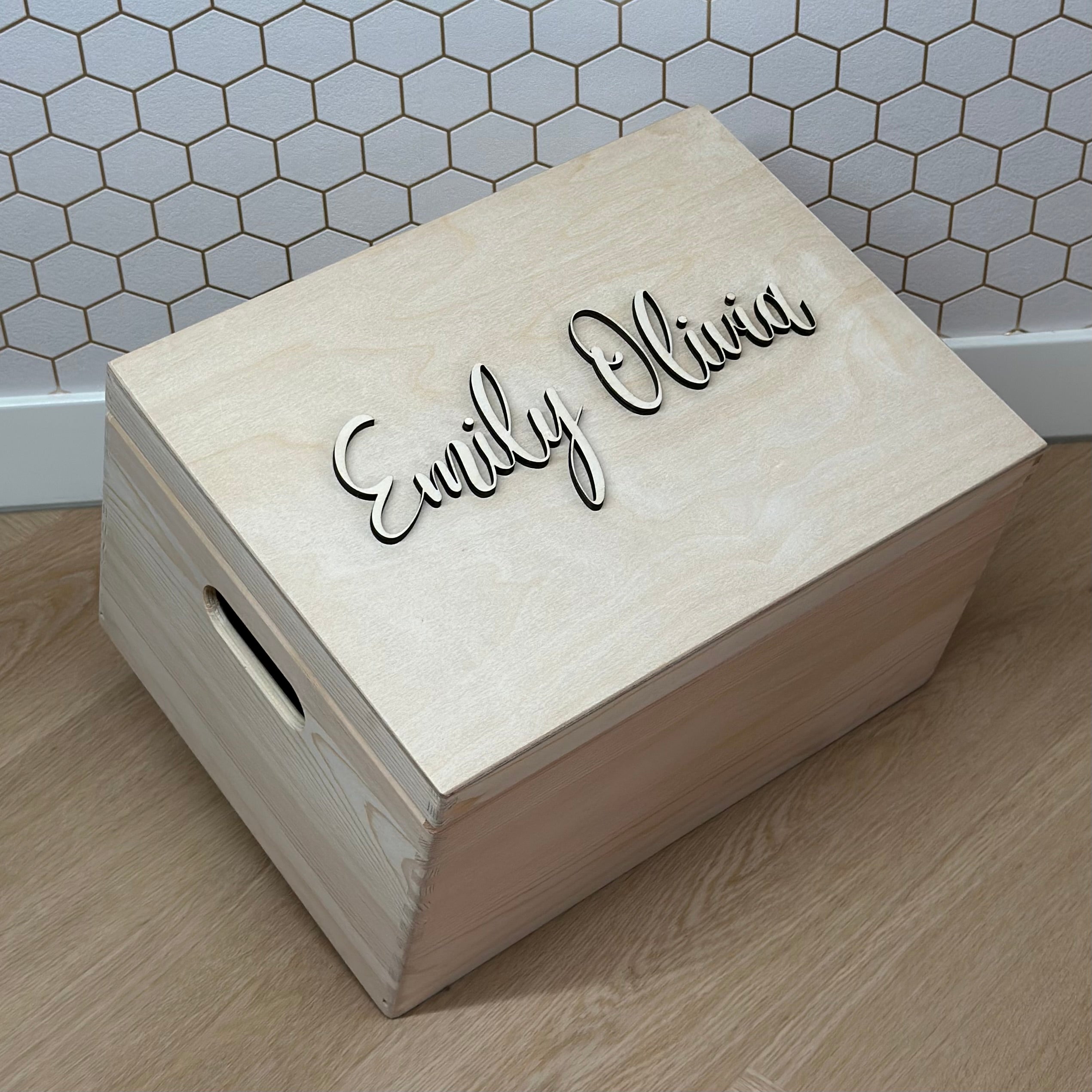 Memorybox met naam hout